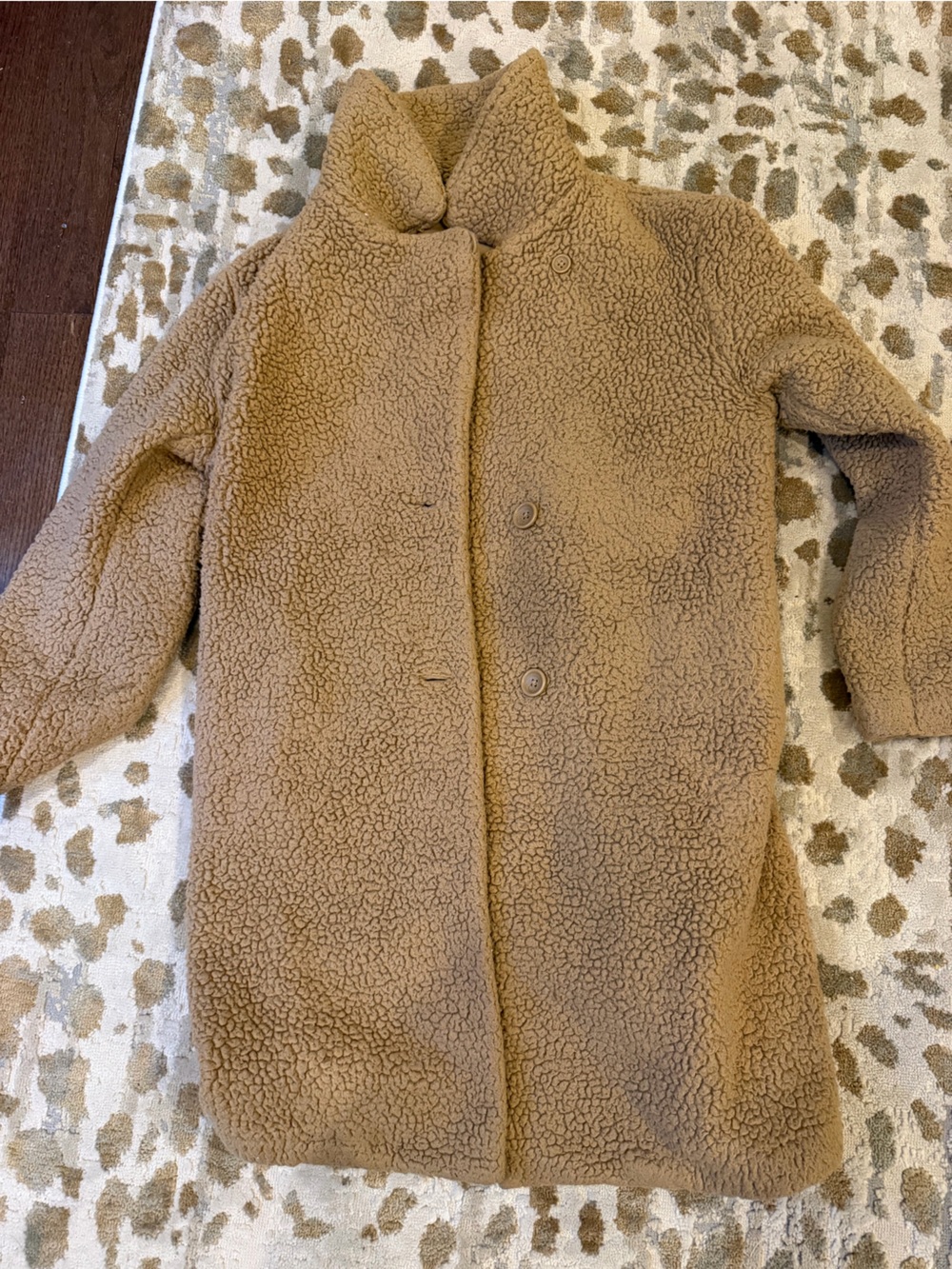 Cozy Teddy Sherpa Button-Up Jacket in Camel